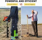 52cc Post Hole Digger Gas Powered Earth Auger Borer Fence 2stroke 2 Drill Bits