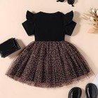 Toddler Girl Short Sleeve Bowknot Leopard Princess Lace Tutu Dress Party Outfit