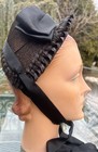 Antique Victorian Brown Straw Bonnet W  Black Ribbon