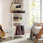 W u 3 Tier Record Player Stand  Retro Vinyl Record Storage End Table Records