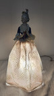 Antique Porcelain Pin Cushion Half Doll On Lamp Base Original Dress