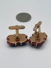 Vintage Hickok Gold Tone Tortoiseshell Glass Cufflinks Mid Cent  Red Black Claw