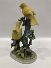 Royal Crown Robin Yellow 2 Birds Free Stand On Bark Made In Japan 8 5   tall
