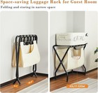 2 Pack Luggage Rack With Laundry Bag  Guest Room Folding Space Saving