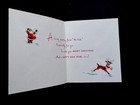 1 Vtg Unused Xmas Greeting Card Jolly Santa Adoring His Cute Reindeer In Snow       