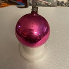 Vtg Poland Snowman Hand Painted Pink Fuschia Glass   Mica Ornament 3    Exc