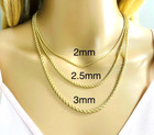14k Solid Yellow Gold Rope Chain Necklace - 2mm - 2 5mm - 3mm -unisex -