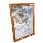 Vintage Larry Fanning Alpha Pair Gray Wolves Winter Framed Art Print 15 5 