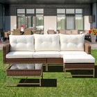 Outdoor Patio Sectional Furniture Pe Wicker Rattan Sofa Set W  White Cushions