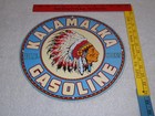 Vintage  kalamalka Indian Chief Gas  11 3 4  Porcelain Metal Gasoline   Oil Sign