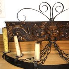 Gothic Caryatid 19th C Dragon Lion Pull Iron Wall Sconce 6 Arm Candle Holder