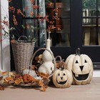 White Big Mouth Jack O lantern Resin Mache Pumpkins