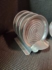 Mid-century - Hammered Aluminum Coasters   Ashtray Set W  Holder By Everlast   
