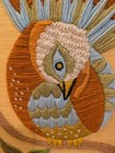 Vintage 70 s Crewel Art Partridge Pear Tree Folkart Mid-century Lg  31x17 Rare
