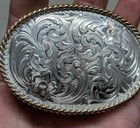 Vintage Montana Silversmiths Belt Buckle Sterling Silver Plate Engraved Western