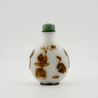 Antique 19thc Chinese Yangzhou School Brown Overlay White Glass Snuff Bottle