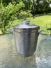 Vintage Mid Century Mcm Nasco Hammered Aluminum Ice Bucket W lid   Handles Italy