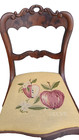 Antique Victorian Walnut Dining Room Chair With Fruit Hand Embroidered Seat