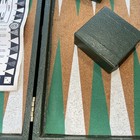 Vintage All-mart Backgammon Set Bakelite catalin Green Swirl - Case Cork Board