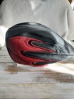 Harley Davidson Black Leather W red Side Flames Cabbie Cap Hat Newsboy Large