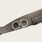 Reversible adjustable Ferragamo Belt Gunmetal Gancini Belt Buckle-120cm No Box