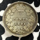 1891 Canada 5 Cents Lot t4849 Silver  Nice 