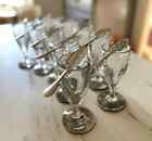 Rare Group 10 Vintage French Absinthe Glasses Heavy   Spoons And Coasters   Pod
