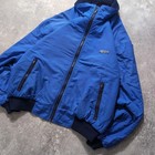 Eddie Bauer Nylon Bomber Jacket L Blue Navy Fleece Lined 1980s Made In Usa