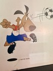 Rare 1994 Soccer World Cup 94 Poster W  Striker Mascot Advertising  Foil Inlay