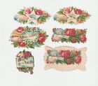 C 1890 Lot 6 Victorian Floral Rose Valentine Card Paper Scrap Scrapbook Antique