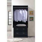 Black 2 Door Wardrobe Armoire With 2 Drawers And Hanging Rod Storage