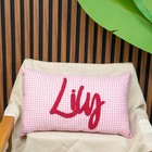 Pink Gingham Personalized Pillow     Girl Name Embroidery  Baby Room Decor  12x20