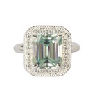 10 Ct Emerald Blue Diamond Ring   925 Sterling Silver Certified