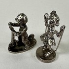 Hudson Pewter Figurines Girl Jump Rope   Boy Scooter Vintage Collectible Pair