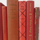 Lot Of 6   Antique Vintage Red Hardcover Books   Decorative Staging Set Prop