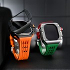 Titanium Case Silicone Band For Apple Watch Ultra 49mm 9 8 7 se 6 5 4 44 45mm