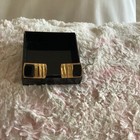 Vintage Cufflinks  gold Toned W black Inset     made In Korea    - New