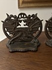 Antique Medieval Art Nouveau  Solid Bronze Double Dragon Bookends Pair  rare