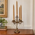 Antique Ornate Cast Brass 5 Light 4-arm Girandole Candelabra Faceted Prism 14 5 