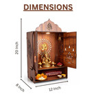 Wooden Mdf Home Temple Pooja Mandir With Door   Led Light   49 X 30 X 20 Cm  