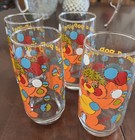 Vintage Orange Popple Drinking Glass Pizza Hut Orange Puzzle Set Of 4 12 Oz 1986