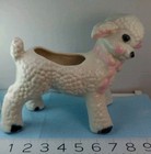 Vintage Ceramic Baby Lamb Planter Mcm 50s Pink Bow Rosy Cheeks Kitsch Figurine