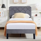 Twin Bed Frame W headboard For Kids Girls  velvet Upholstered Platform