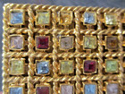 Estate Vintage Volupte Jeweled Rhinestone Gold Tone Mirror Powder Compact Vanity