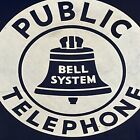 Porcelain Vintage Public Telephone Bell System  Double Sided Flange Sign Nice 