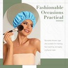 Waterproof Shower Cap For Women  Washable Elastic Band Hair Bonnet  Lake Blue