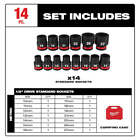 Milwaukee 49-66-7013 1 2  Drive Metric Standard 6 Point Impact Socket Set -14 Pc