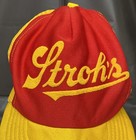 Vintage Strohs Beer Hat Snapback Cap Mesh Trucker Yellow Red