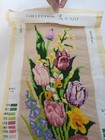 Vintage D art Collection Completed Cotton Needlepoint Tulips Flower Bouquet