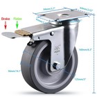 5 Inch Heavy Duty Tpr Rubber Caster Wheels With Brake 3000lbs 4 Pcs